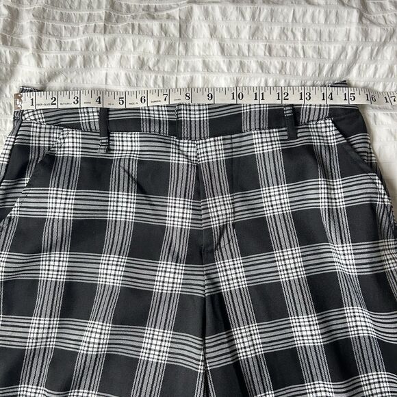 Hot Topic Black + White Plaid Pants Elastic Size L Corporate Goth Punk Skate - Picture 9 of 12